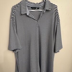 Walter Hagen Men’s 2XL Striped Golf Polo Navy White Stretch Shirt